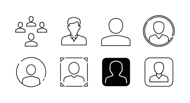 Set of minimalist user profile and group avatar icons