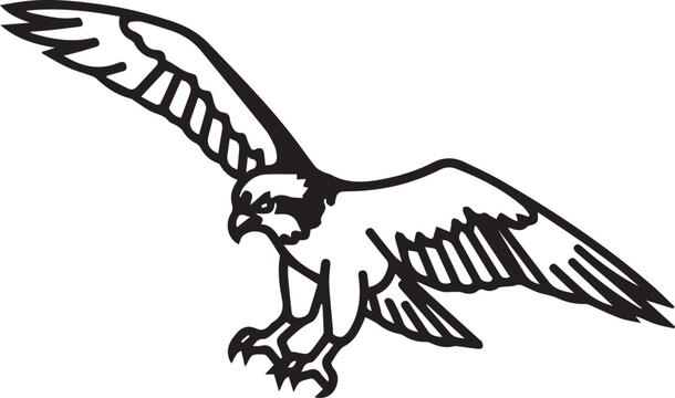 Minimalist Osprey Bird Full-Body Vector Icon for Nature Conservation, Wildlife Research, Birdwatching Apps, Eco-Branding, Educational Materials, and Environmental Awareness Campaigns &ndash;