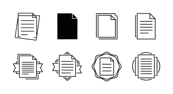 Document and File Icon Set with Decorative Frames and Labels