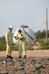 Naklejka premium Environmental research on industrial wastewater treatment at an oil.