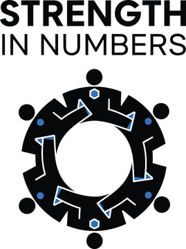 Strength in numbers concept icon with a circular group of people holding hands together