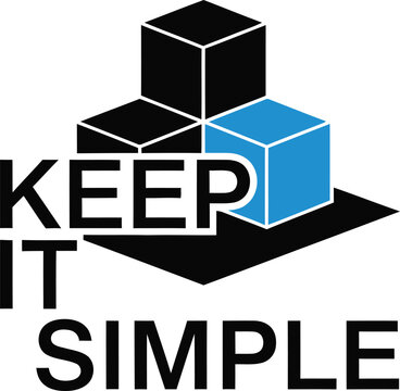 Keep it simple text design with blue and black 3d cubes icon for business and minimalist logos