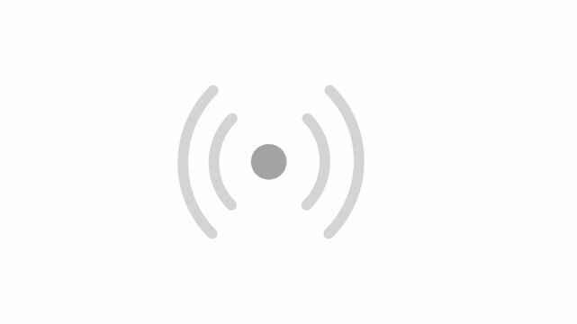 wireless internet signals icon sign animation on transparent background, wireless internet signals waves animated.