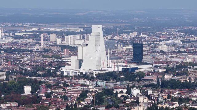 Basel cityscape featuring the roche tower skyscraper