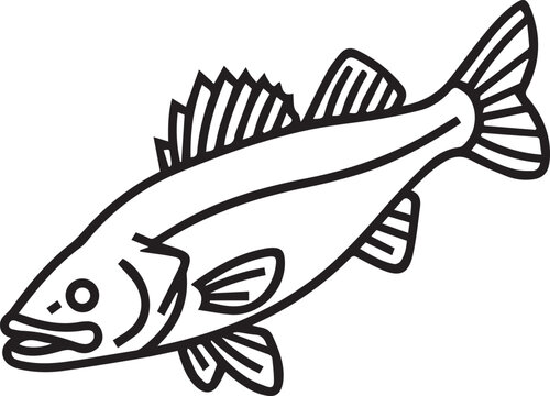 Minimalist vector icon of Walleye full body isom