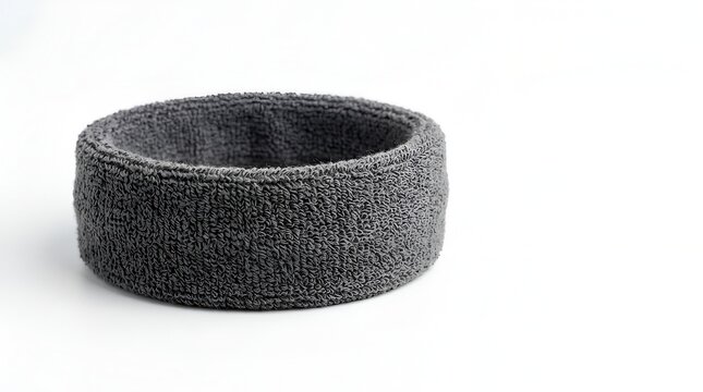 Dark Gray Terry Cloth Headband for Sports and Fitness, Isolated on White Background