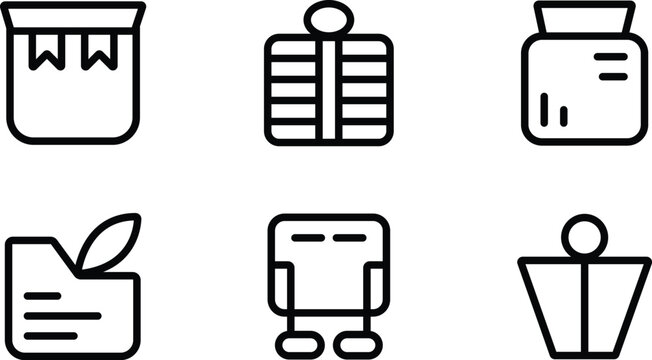 Collection of various line icons for business and office work tools and documents