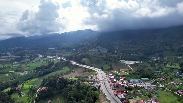 Aerial View of Fusagasuga Cityscape and Andean Mountains in Colombia
