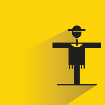 scarecrow icon with shadow on yellow background