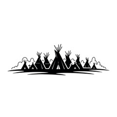 Native American Teepee Village Silhouette. © Dira