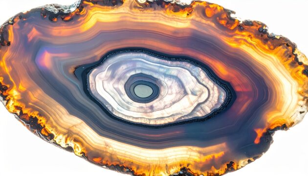 Super macro of petrified wood grain infused with colorful opal, showing polished rings, mineral layers and glossy fossil texture for abstract geology backgrounds.
