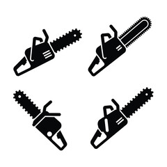 Four Chainsaw Silhouettes in Various Angles tool power tool