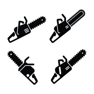 Four Chainsaw Silhouettes in Various Angles tool power tool