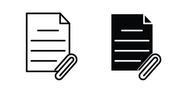 Attach document icon pack in line art and flat design style
