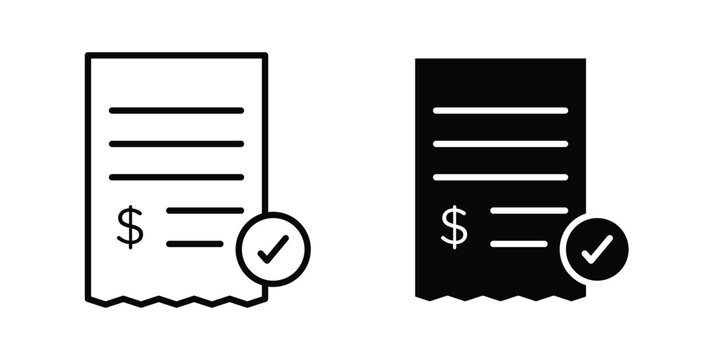 Bill payment icon pack in line art and flat design style