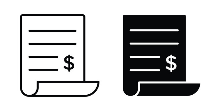 Billing icon pack in line art and flat design style