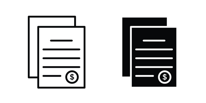 Bills icon pack in line art and flat design style