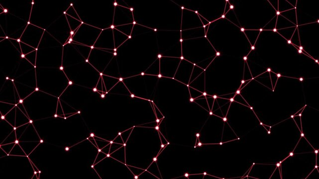 Animated abstract background with glowing connected particles and polygon mesh lines on a dark backdrop. Smooth digital motion ideal for tech visuals, AI themes, and seamless futuristic loops.