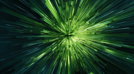 Obraz premium Abstract green burst on transparent