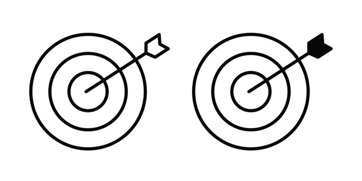 Goal icon pack in line art and flat design style