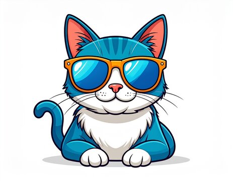Coole Katze mit Sonnenbrille als Sticker Illustration