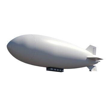 Aerial photography of a large white blimp soaring through the sky