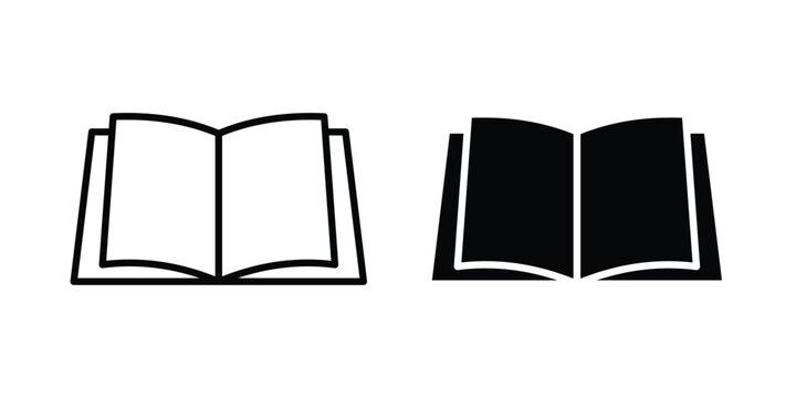 open book icon pack in line art and flat design style