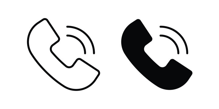 Phone call icon pack in line art and flat design style