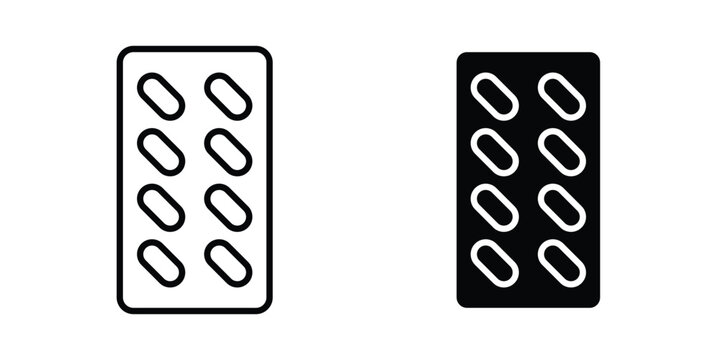Pill blister pack in line art and flat design styleicon pack in line art and flat design style