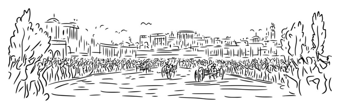 buckingham palace london park sketch vector