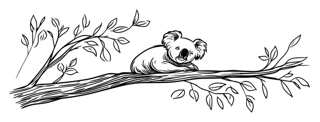 koala sitting on tree branch australia sketch © Mago