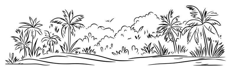 tropical jungle forest vegetation sketch vector © Mago