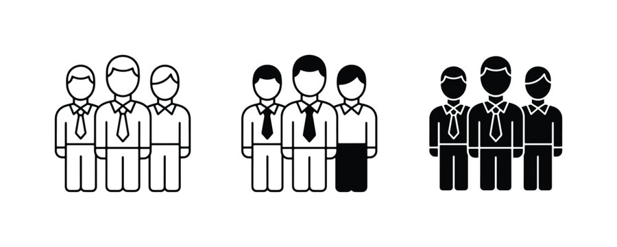 Teamwork Icons, Business Group Silhouettes, Professional People Set, Diverse Workforce Collection, Leadership Symbols, Collaboration Graphics
