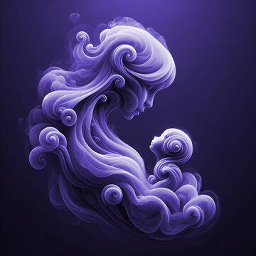 Maternity. Smoke effect mother and child.