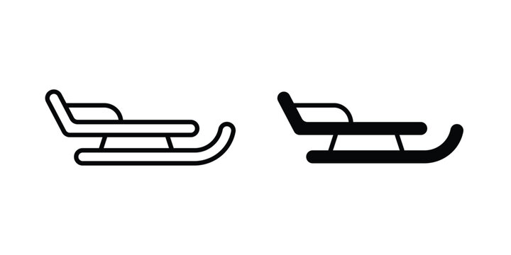 Sled icon pack in line art and flat design style