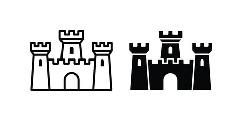 Castle Icons, Fortress Symbols, Medieval Architecture Vector Graphics, Royal Palace Silhouettes for Fantasy and History Projects © Rubel
