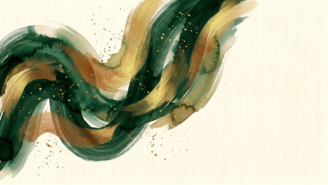 Radiant Emerald Gold Watercolor Wave Toward Growth and Transformation Perfect for Packaging Poster Brochure and Presentation Design