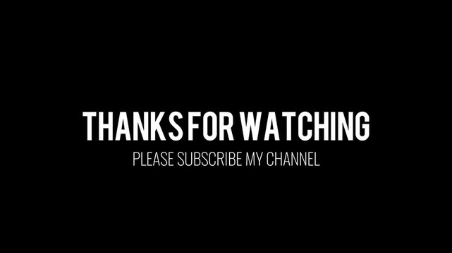 Animated subscribe button with thanks for watching text on black background