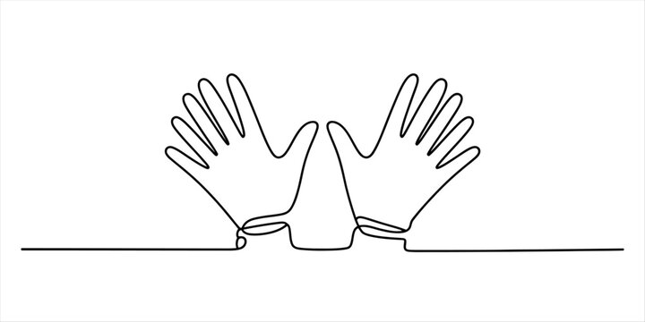 Continuous single line drawing of two open human hands showing palms facing forward as a creative minimalist art illustration symbol of help and friendship Vector, illustration