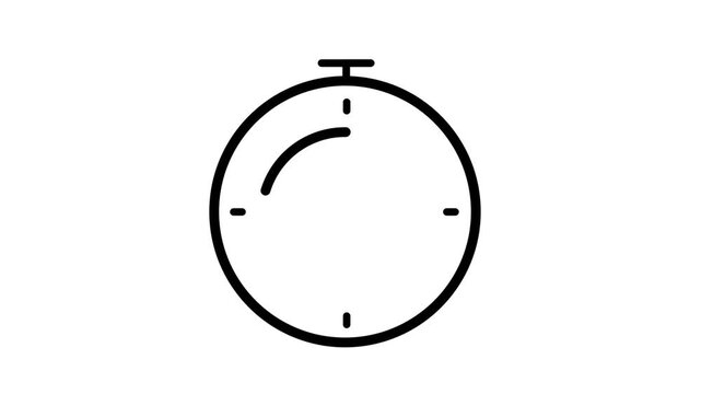Animated stopwatch timer icon in black line art style showing time countdown on white background