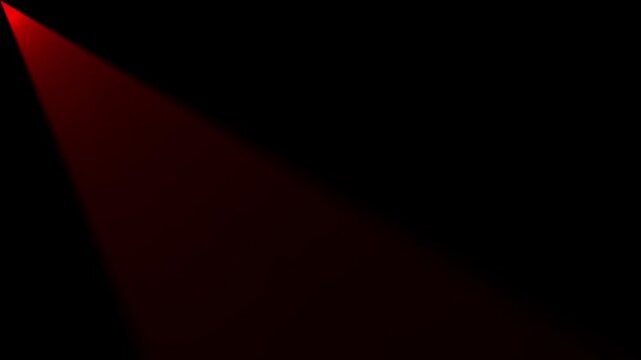 Dark background with bright red spotlight beam slowly moving across frame abstract cinematic motion.