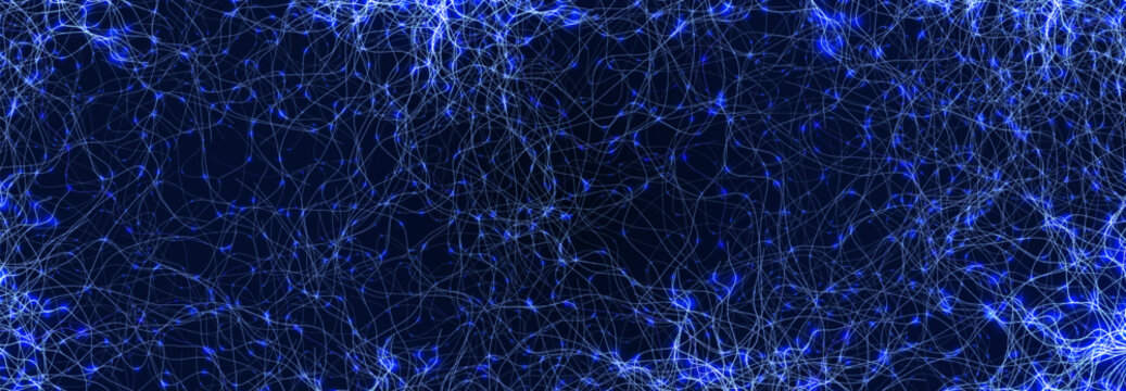 Neural Network Brain Neurone Synapse Connections Lightning Ball Energy Glow. Machine Learning Technology Background for AI Data Flow, BigData, Medical Science Research, Biotech. Vector illustration