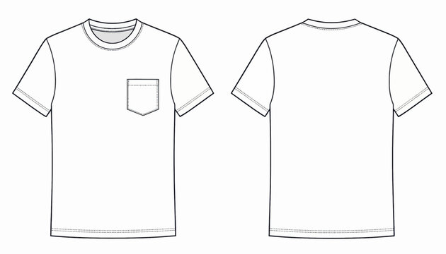 White T-Shirt Design Mockup Front and Back View Illustration