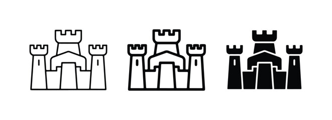 Castle Icons Set, Medieval Fortress Vector Graphics, Royal Citadel Symbols, Fantasy Kingdom Architecture, Fortification Illustrations © Rubel