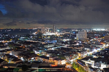 Fototapeta premium panoramic Aerial cityscape of Batam