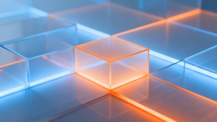 Obraz premium Glass cubes with glowing edges