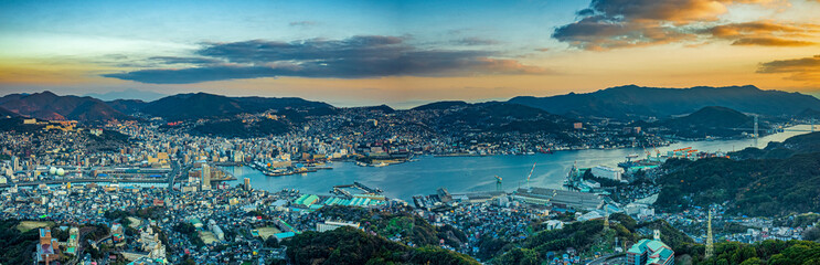 Naklejka premium Overlooking Nagasaki in the twilight.