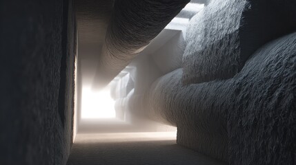 Fototapeta premium Abstract tunnel providing an artistic perspective on textured surfaces, conveying concepts of journey, discovery, and finding the way forward through an enigmatic passage