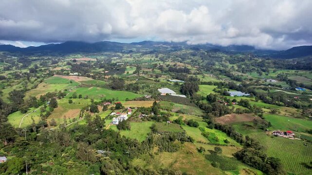 Aerial View of Fusagasuga Cityscape and Andean Mountains in Colombia