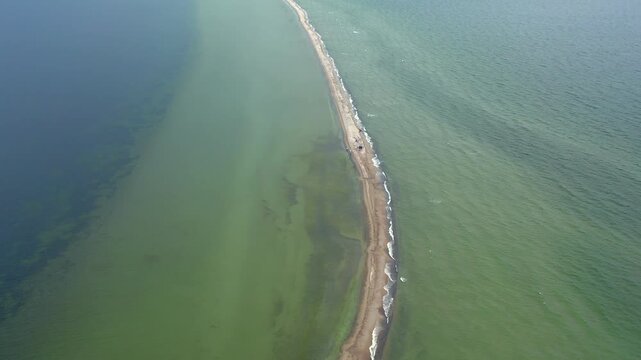 Stunning landscape shot of the narrow sandbar connecting Rewa and the Hel Peninsula.